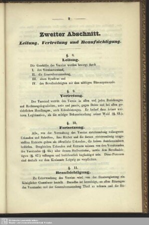 Zweiter Abschnitt. Leitung, Vertretung und Beaufsichtigung