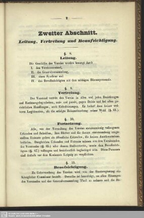 Zweiter Abschnitt. Leitung, Vertretung und Beaufsichtigung