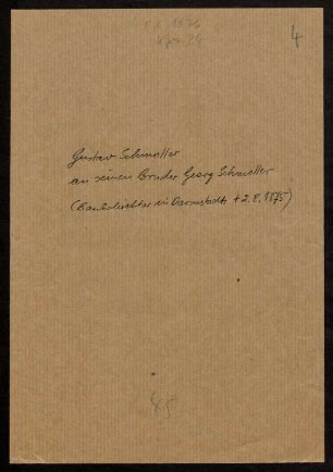 Briefe von Gustav Schmoller an seinen Bruder Georg Schmoller