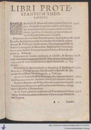 Libri Protestantivm Theologici.