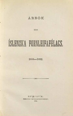 Árbók hins Íslenzka Fornleifafélags. 1888/92