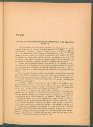 Notas - Una solida contribución hspanoamericana a la Filosofía Tomista