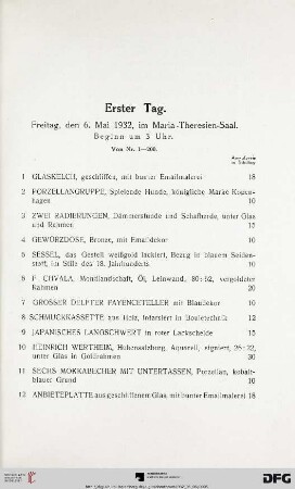 Erster Tag. Freitag, den 6. Mai 1932 (Nr. 1-200)