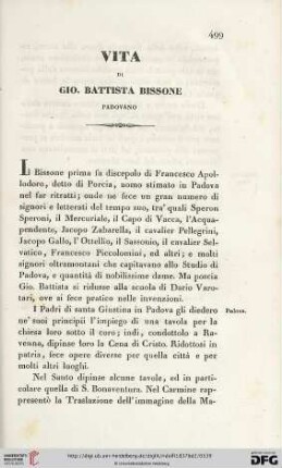 Vita di Gio. Battista Bissone, Padovano
