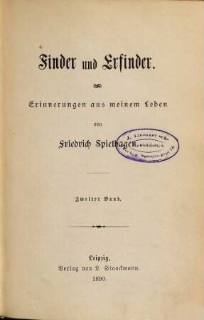 Finder und Erfinder : Erinnerungen aus meinem Leben, 2