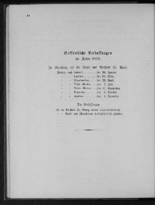 Oeffentliche Verlassungen im Jahre 1865.