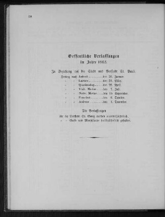 Oeffentliche Verlassungen im Jahre 1865.