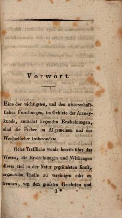 Inaugural-Abhandlung über das Wesen des Wechselfiebers