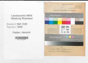 Entnazifizierung Heinrich Felden , geb. 05.05.1890 (Schlosser)