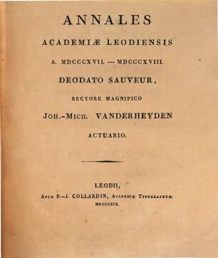 Annales Academiae Leodiensis. 1817/18 (1819)