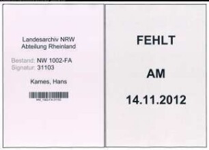 Entnazifizierung Hans Kames, geb. 05.12.1897 (Landwirt)