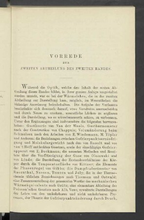 Vorrede zur zweiten Abtheilung des zweiten Bandes