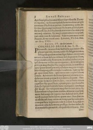 Epist. IV. Mediolanum. Cornelio Bredae suo, S. D.