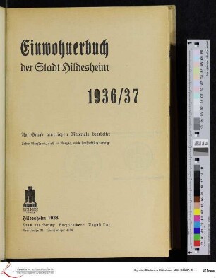[Titel:] Einwohnerbuch der Stadt Hildesheim 1936/37