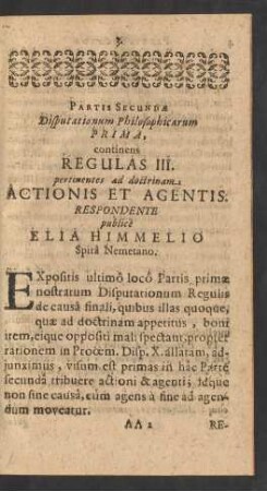 Disputationum Philosophicarum Prima