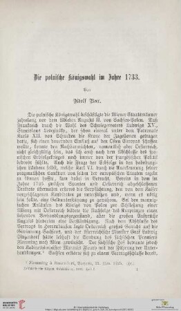 Die polnische Königswahl im Jahre 1733