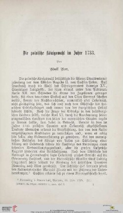 Die polnische Königswahl im Jahre 1733