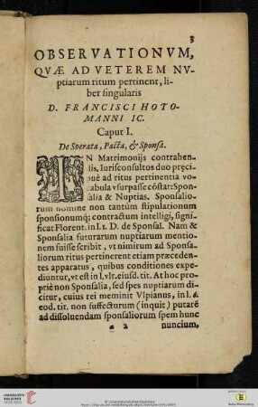 Observationum, quae ad veterem nuptiarum ritum pertinent, liber singularis