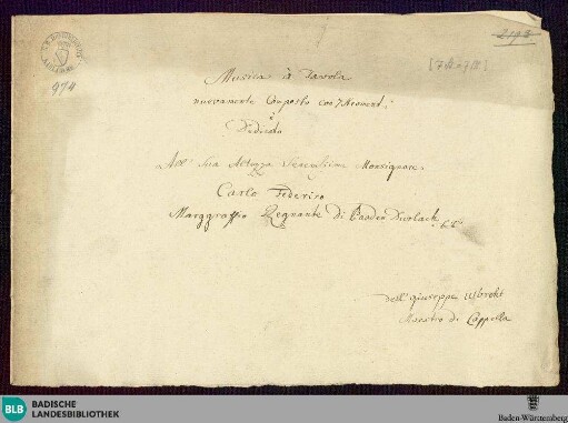 Musica à tavola - Mus. Hs. 974 : woodwinds, brasses; E|b