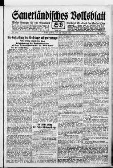 Sauerländisches Volksblatt : aeltester Anzeiger des Sauerlandes : ueber 100 Jahre Heimat- und Kreisblatt im Kreise Olpe : Tageszeitung für Politik, Unterhaltung und Belehrung