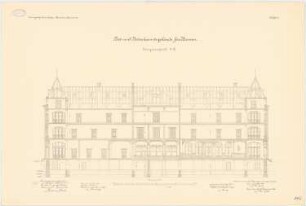Post- und Betriebsamtsgebäude, Bremen: Längsschnitt 1:75