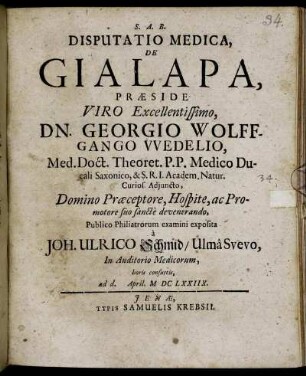 Disputatio Medica, De Gialapa