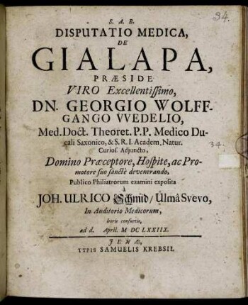 Disputatio Medica, De Gialapa