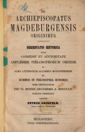 De archiepiscopatus Magdeburgensis originibus