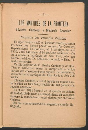 Biografía del teniente Cardozo