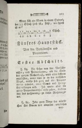 Fünftes Hauptstück. Von den Verhältnissen und Proportionen.