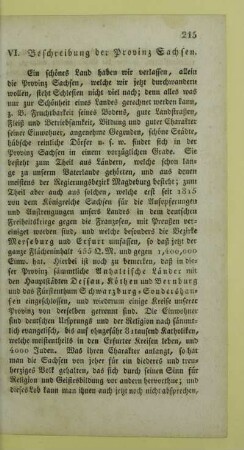 VI. Beschreibung der Provinz Sachsen