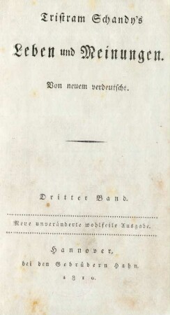 Bd. 3: Tristram Schandyś Leben und Meinungen
