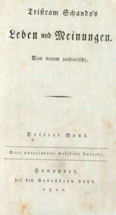 Bd. 3: Tristram Schandyś Leben und Meinungen
