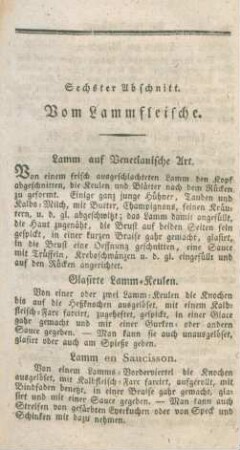 Sechster Abschnitt. Vom Lammfleische