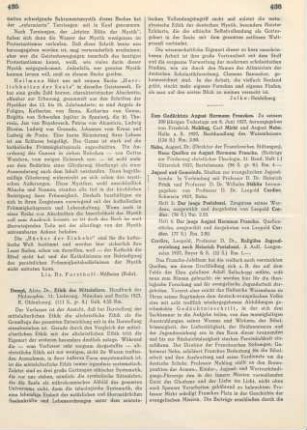 436-437 [Rezension] Zum Gedaechtnis August Hermann Franckes