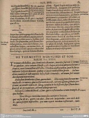 De Tormentis Auralibus et Bombardi Tit. XVIII.