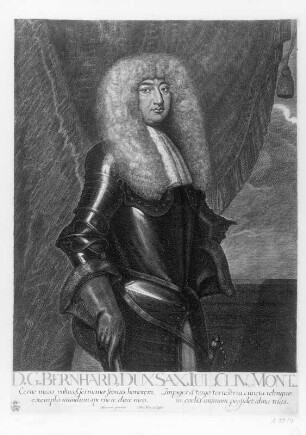 Bildnis Bernhard, Herzog von Sachsen-Weimar : Häublin, Nicolaus (Hersteller) nach Merian, Matthäus d. J. (Inventor): Bildnis Bernhard von Sachsen-Weimar. Kupferstich; 455 x 330 mm. Dresden: Kupferstich-Kabinett A 9914 Singer 6879
