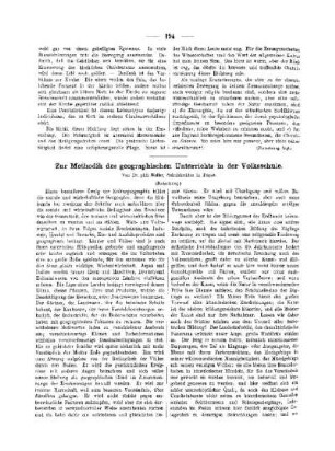 Zur Methodik der geographischen Unterrichts in der Volksschule : (Fortsetzung)