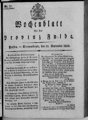Nr. 37, Ausgabe vom 10. September 1825