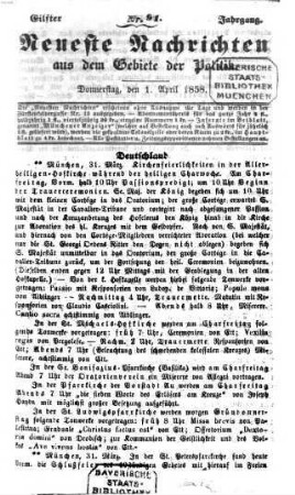 Neueste Nachrichten aus dem Gebiete der Politik. 1858 = Jg. 11, 4 - 6