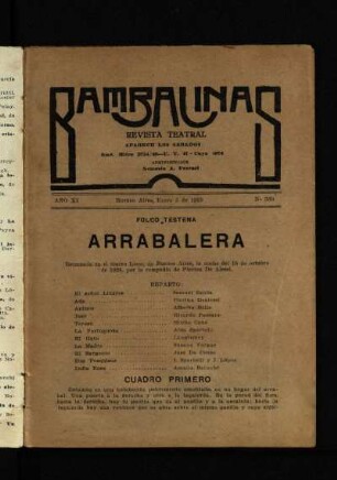 Arrabalera : pieza en tres cuadros