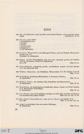 Zinn (Nr. 603-644)