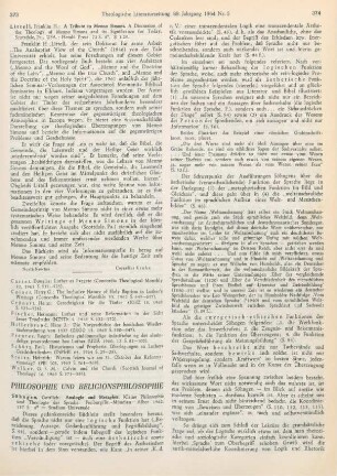 373-375 [Rezension] Söhngen, Gottlieb, Analogie und Metapher