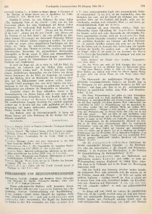 373-375 [Rezension] Söhngen, Gottlieb, Analogie und Metapher