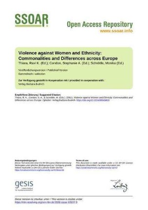 Violence against Women and Ethnicity: Commonalities and Differences across Europe