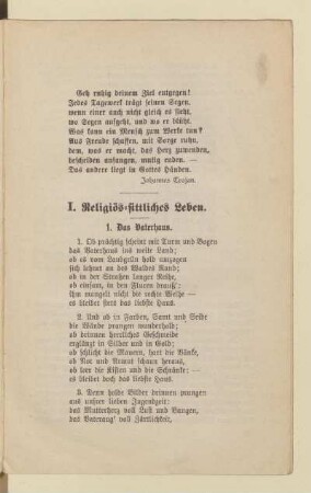 I. Religiös-sittliches Leben.