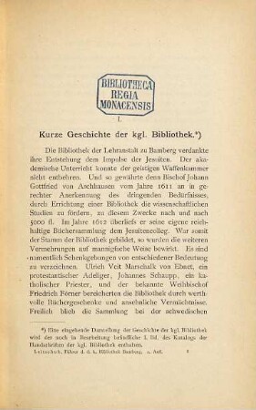 Führer durch die Königliche Bibliothek zu Bamberg