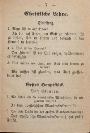 Christliche Lehre. Erstes Hauptstück. Vom Glauben.