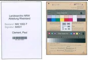 Entnazifizierung Paul Clement , geb. 23.07.1892 (Goldschmied)