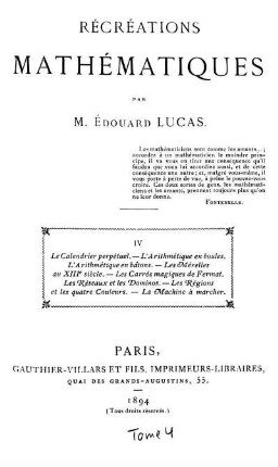 Tome 4: Récréations mathématiques. Tome 4